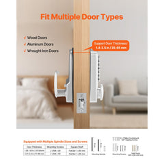 VEVOR Mechanical Keyless Entry Door Lock, 14 Key Mechanical Door Lock, Mechanical Keypad Door Knob, Single-Side