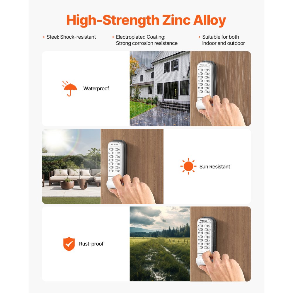 VEVOR Mechanical Keyless Entry Door Lock, 14 Key Mechanical Door Lock, Mechanical Keypad Door Knob, Single-Side