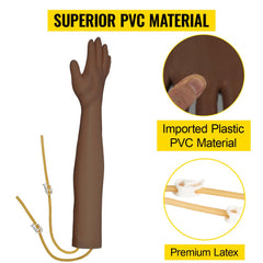VEVOR Phlebotomy Practice Kit, Dark Skin IV Practice Kit Venipuncture Learning Phlebotomy Practice Arm Kit with