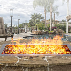 VEVOR 36 x 12 inch Drop-in Fire Pit Pan, Rectangular Stainless Steel Fire Pit Burner Kit, Natural & Propane Gas Fire