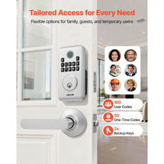 VEVOR Keyless Entry Door Lock with Handle Set, Electronic Keypad Deadbolt with Lever Handles, Pioneering Easy-Grip