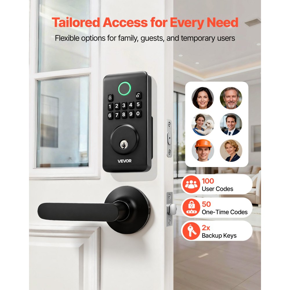 VEVOR Keyless Entry Door Lock with Handle Set, Electronic Keypad Deadbolt with Lever Handles, Pioneering Easy-Grip