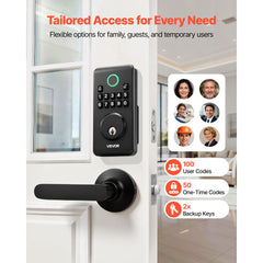 VEVOR Keyless Entry Door Lock with Handle Set, Electronic Keypad Deadbolt with Lever Handles, Pioneering Easy-Grip