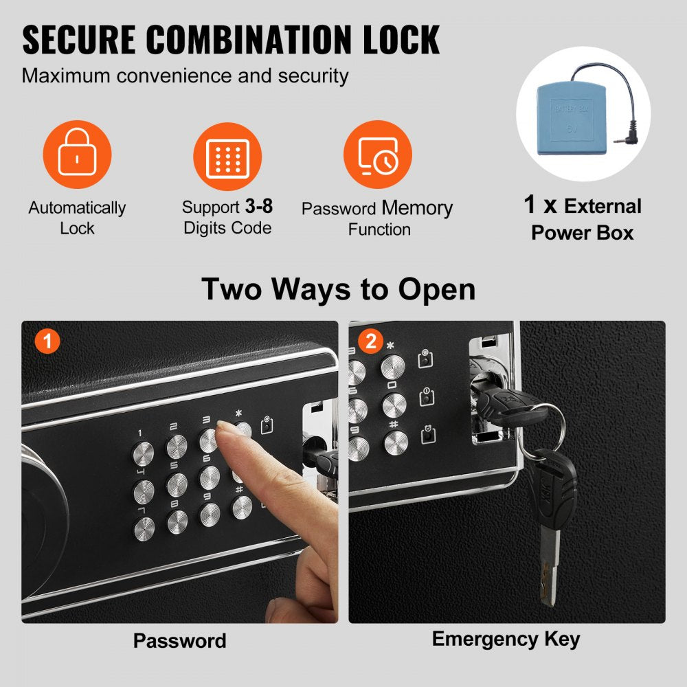VEVOR 6-8 Rifles Gun Safe, Rifle Safe with Lock & Digital Keypad, Quick Access Tall Gun Storage Cabinet with Removable