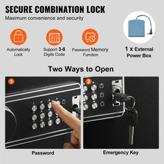 VEVOR 6-8 Rifles Gun Safe, Rifle Safe with Lock & Digital Keypad, Quick Access Tall Gun Storage Cabinet with Removable