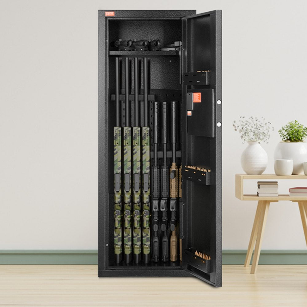 VEVOR 6-8 Rifles Gun Safe, Rifle Safe with Lock & Digital Keypad, Quick Access Tall Gun Storage Cabinet with Removable