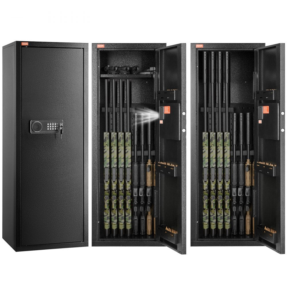 VEVOR 6-8 Rifles Gun Safe, Rifle Safe with Lock & Digital Keypad, Quick Access Tall Gun Storage Cabinet with Removable