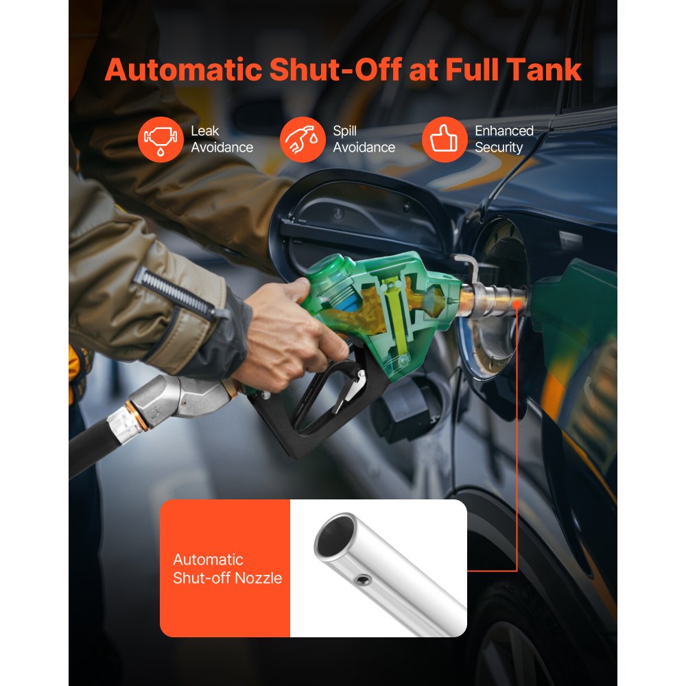 VEVOR 1 Inch NPT Automatic Fuel Nozzle, Max Flow Rate 21.6 GPM, Auto Shut Off Diesel Gas Pump Nozzle with 3-Speed