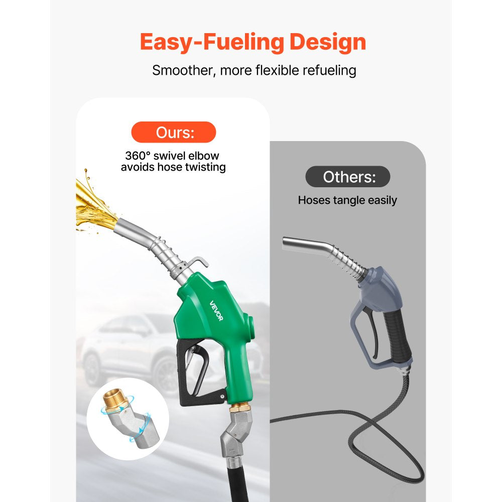 VEVOR 1 Inch NPT Automatic Fuel Nozzle with Swivel, Max Flow Rate 21.6 GPM, Auto Shut Off Diesel Gas Pump Nozzle with