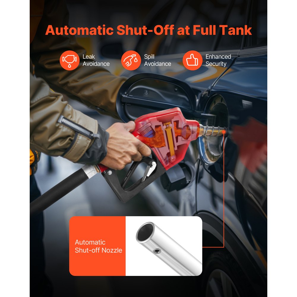 VEVOR 3/4-Inch NPT Automatic Fuel Nozzle, Max Flow Rate 11.8 GPM, Auto Shut Off Diesel Gas Pump Nozzle with 3-Speed