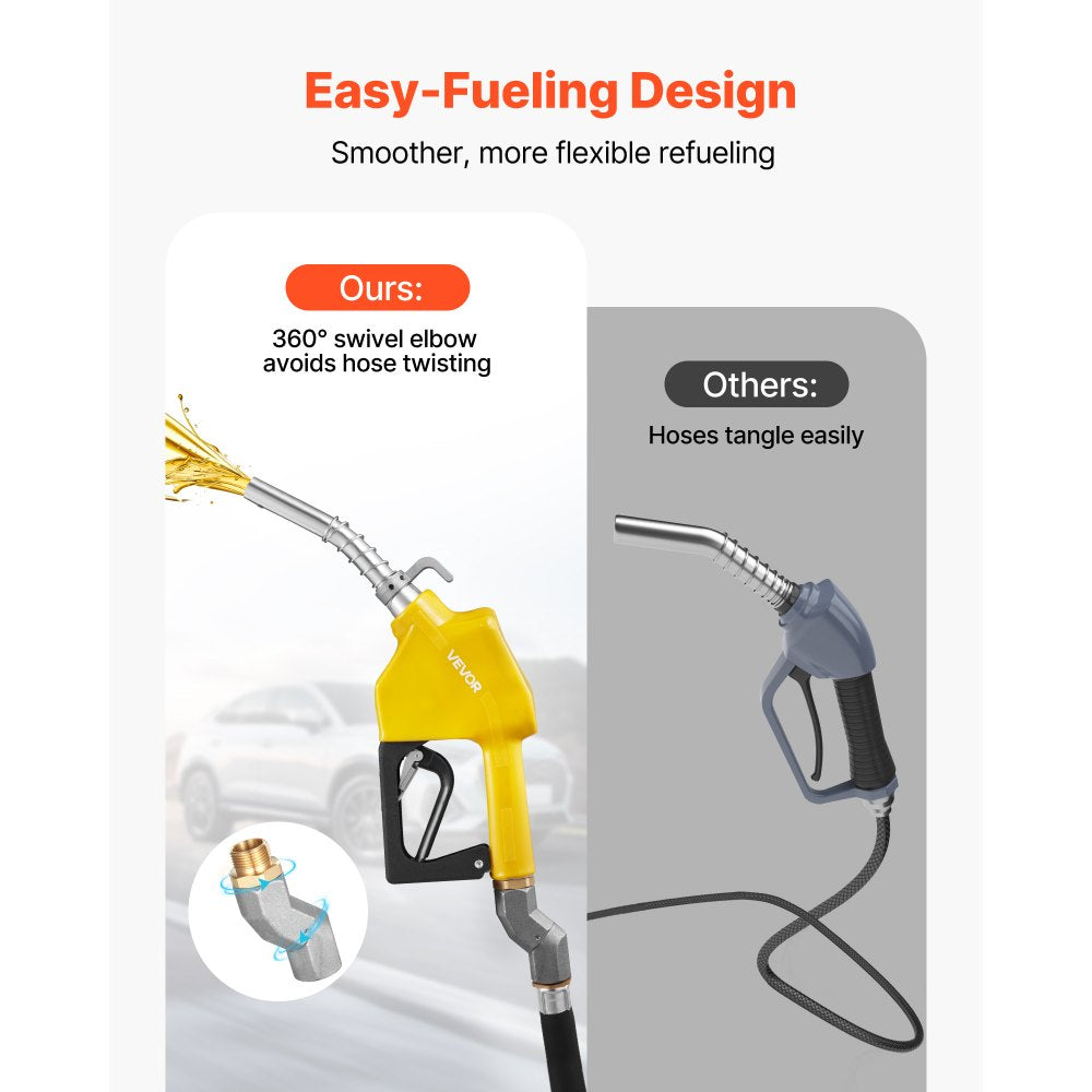 VEVOR 3/4-Inch NPT Automatic Fuel Nozzle with Swivel, Max Flow Rate 11.8 GPM, Auto Shut Off Diesel Gas Pump Nozzle with