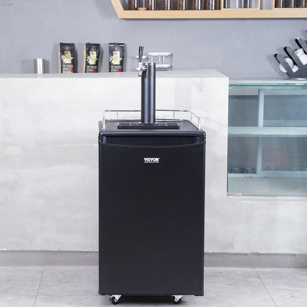 VEVOR Beer Kegerator, Single Tap Draft Beer Dispenser, Full Size Keg Refrigerator with Shelves, CO2 Cylinder, Drip Tray