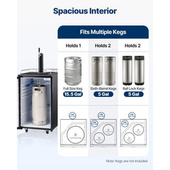 VEVOR Beer Kegerator, Single Tap Draft Beer Dispenser, Full Size Keg Refrigerator with Shelves, CO2 Cylinder, Drip Tray