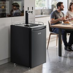 VEVOR Beer Kegerator, Dual Tap Draft Beer Dispenser, Full Size Keg Refrigerator with CO2 Cylinder, Shelves, Drip Tray &