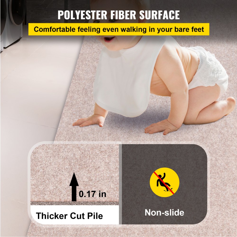 VEVOR Boat Carpet, 6 ft x 29.5 ft Marine Carpet for Boats, Waterproof Light Brown Carpet with Marine Backing Anti-Slide