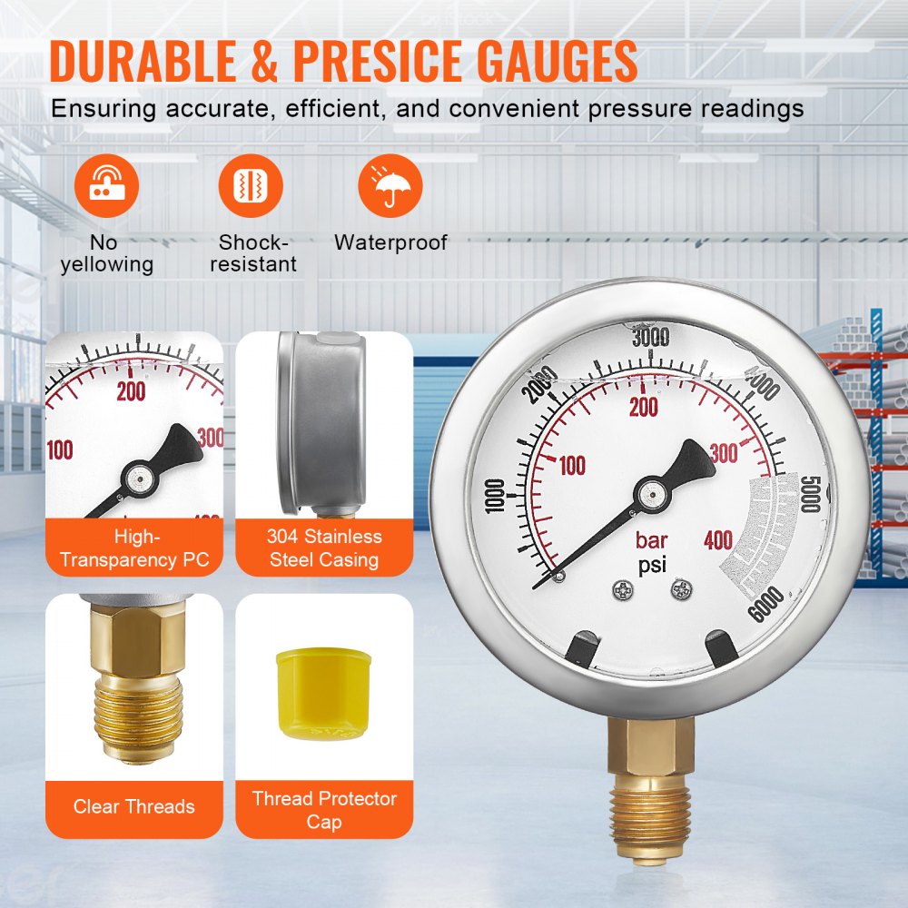 VEVOR Hydraulic Pressure Test Kit, 250/400/600bar, 3 Gauges 11 Test Couplings 3 Test Hoses, Excavator Hydraulic Test