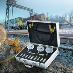 VEVOR Hydraulic Pressure Test Kit, 250/400/600bar, 3 Gauges 11 Test Couplings 3 Test Hoses, Excavator Hydraulic Test