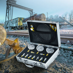 VEVOR Hydraulic Pressure Test Kit, 250/400/600bar, 3 Gauges 9 Test Couplings 3 Test Hoses, Excavator Hydraulic Test
