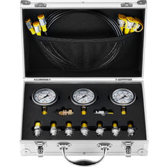 VEVOR Hydraulic Pressure Test Kit, 250/400/600bar, 3 Gauges 9 Test Couplings 3 Test Hoses, Excavator Hydraulic Test