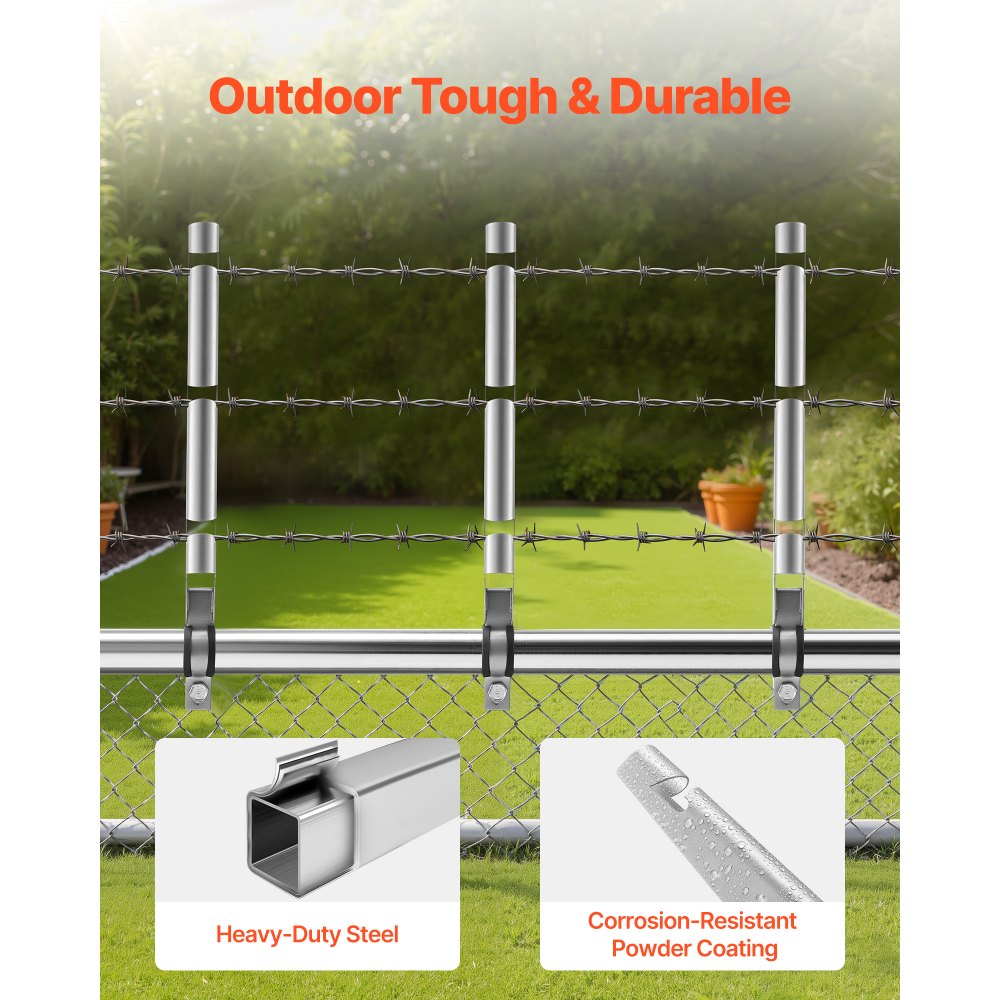 VEVOR Barbed Wire Arm, 10 Packs 14.8 in Fence Post Extender for 1.3" to 1.5" Chain Link Fences, U Bracket Design