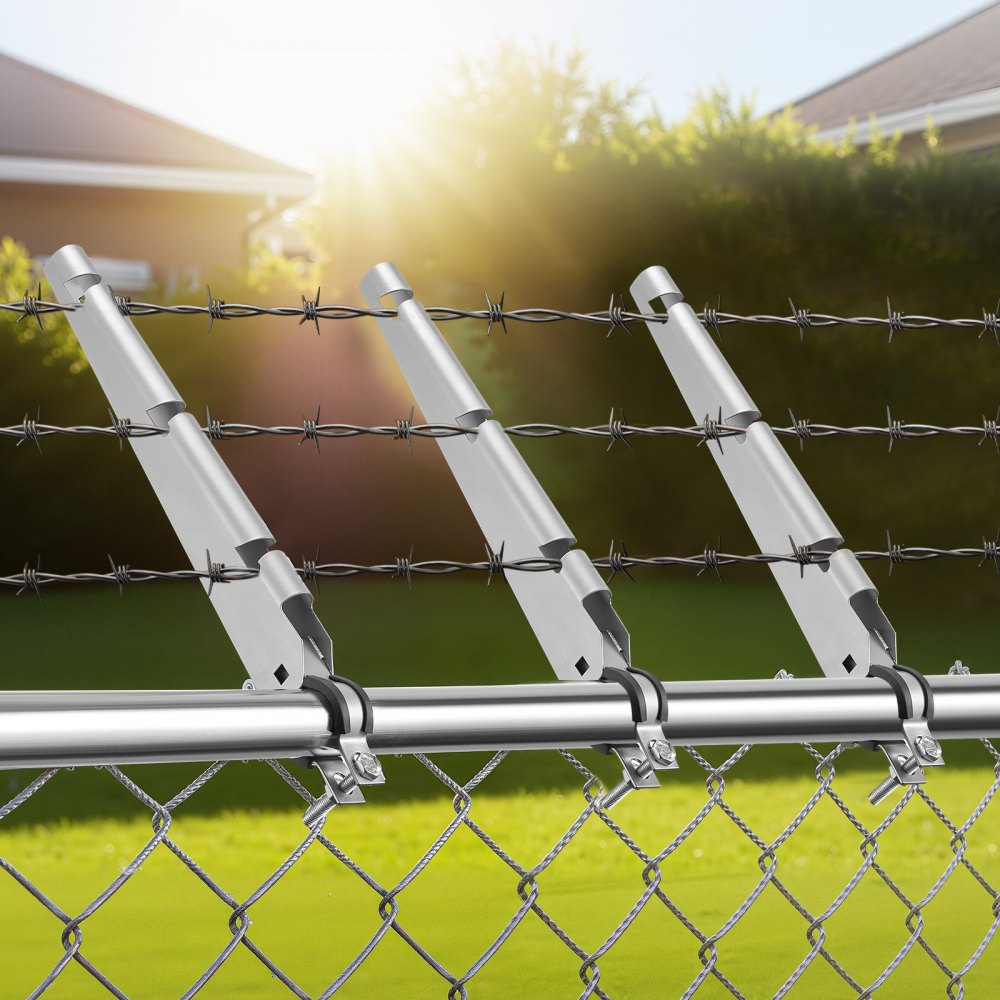 VEVOR Barbed Wire Arm, 10 Packs 14.8 in Fence Post Extender for 1.3" to 1.5" Chain Link Fences, U Bracket Design