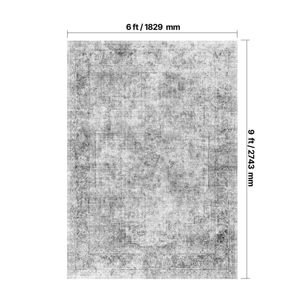 VEVOR Area Rug, 6 x 9 ft Large Washable Boho Rug, Non-Slip and Tear-Resistant Soft Carpet, Pet & Child Friendly