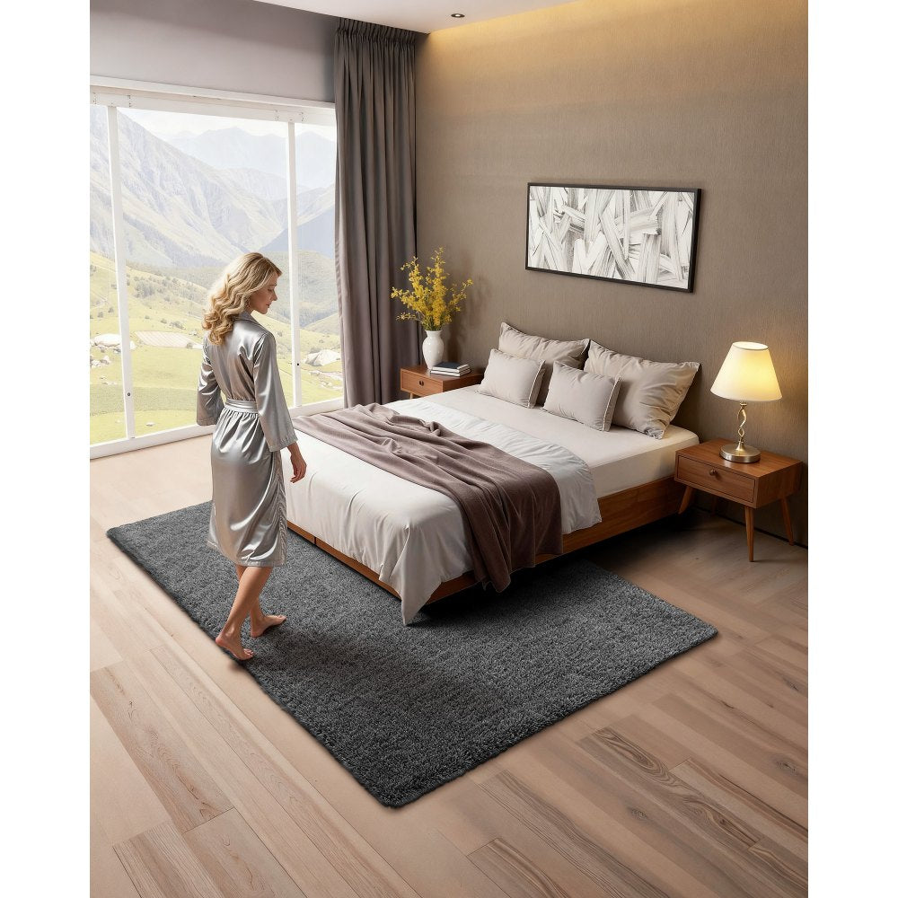 VEVOR Indoor Plush Area Rugs, 5 x 8 ft Soft Plush Carpet, Furry Shag Area Rugs for Living Room, Bedroom, Sunroom
