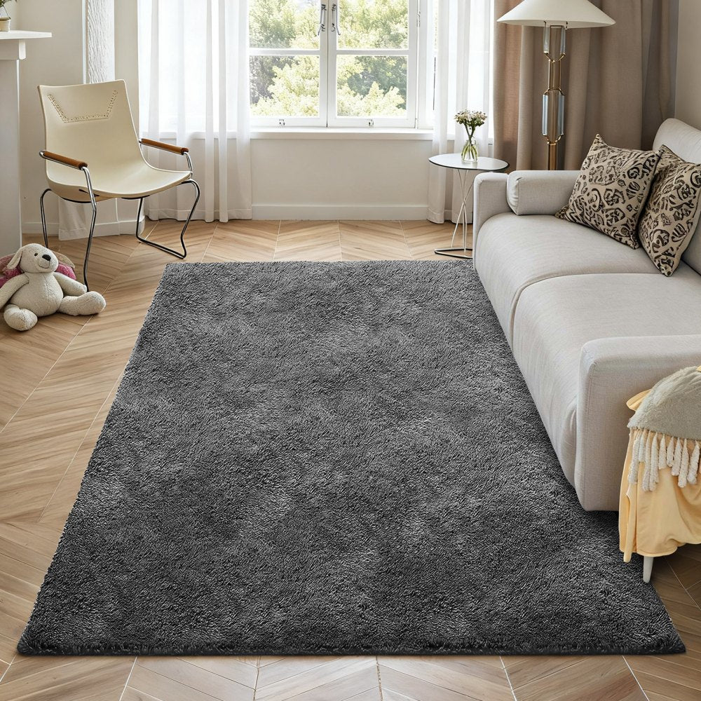 VEVOR Indoor Plush Area Rugs, 5 x 8 ft Soft Plush Carpet, Furry Shag Area Rugs for Living Room, Bedroom, Sunroom