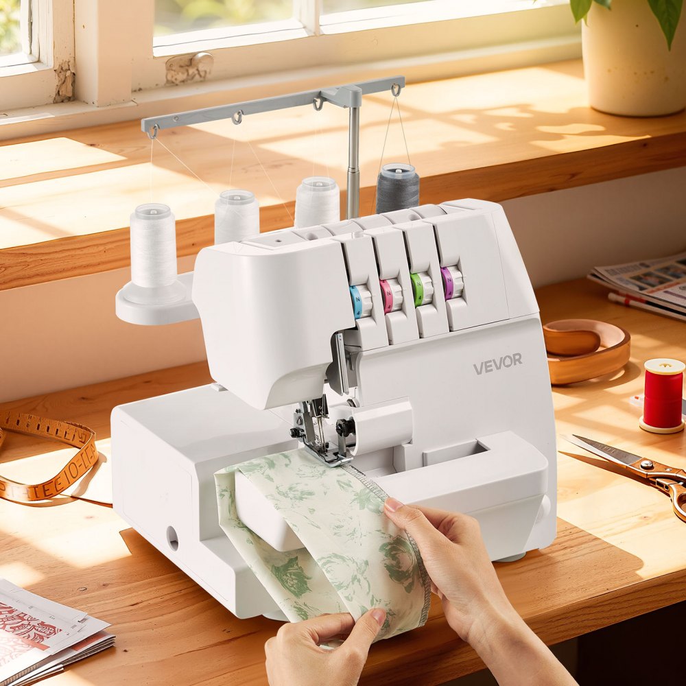 VEVOR Serger Overlock Sewing Machine, 1250 Stitches Per Minute, 2-3-4 Thread Capability, 0.7-2 Adjustable Differential