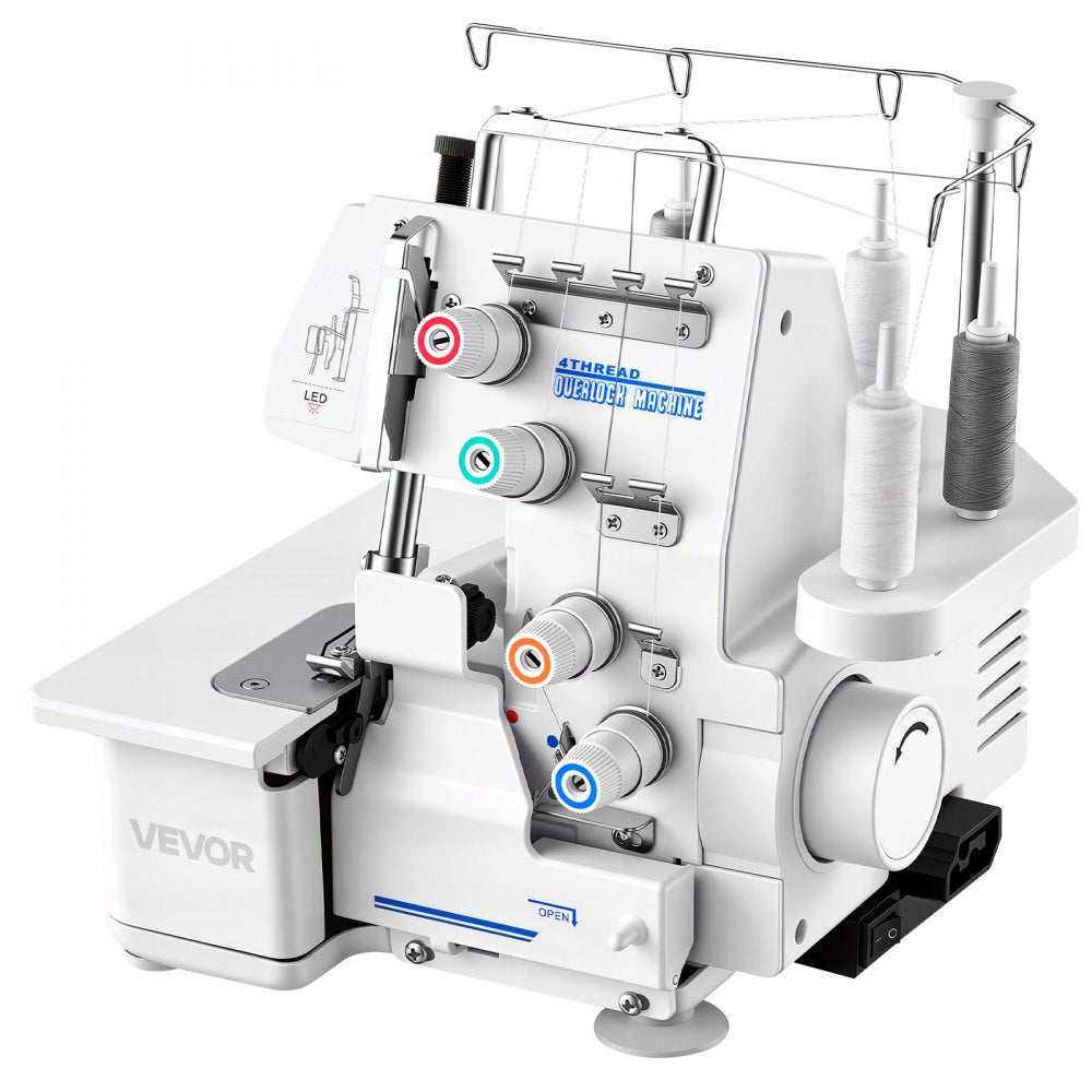 VEVOR Serger Overlock Sewing Machine, 1250 Stitches Per Minute, 3 and 4 Thread Capability, with LED Light and Strong