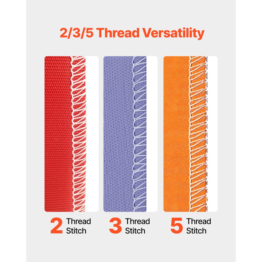 VEVOR Serger Overlock Sewing Machine, 1250 Stitches Per Minute, 2-3-5 Thread Capability, with LED Light and Strong