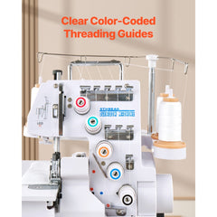 VEVOR Serger Overlock Sewing Machine, 1250 Stitches Per Minute, 2-3-5 Thread Capability, with LED Light and Strong