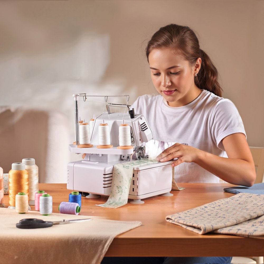 VEVOR Serger Overlock Sewing Machine, 1250 Stitches Per Minute, 2-3-5 Thread Capability, with LED Light and Strong