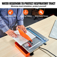VEVOR Wet Tile Saw, 7-inch 65Mn Steel Blade, 3500 RPM Induction Motor, Tile Cutter Wet Saw with Water Reservoir, 0-45