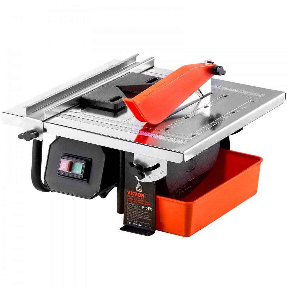 VEVOR Wet Tile Saw, 7-inch 65Mn Steel Blade, 3500 RPM Induction Motor, Tile Cutter Wet Saw with Water Reservoir, 0-45