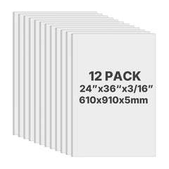 VEVOR Foam Board, 12 Pack 24 x 36 Inch, 3/16 Inch Thickness White Poster Board, Acid-Free Double Sided Foam Core Sheets