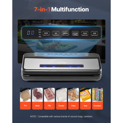 VEVOR Vacuum Sealer Machine, 80Kpa 120W Powerful Compact Food Sealer, 7-in-1 Multi-Functional Food Vacuum Sealer