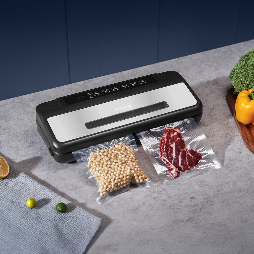 VEVOR Vacuum Sealer Machine, 80Kpa 120W Powerful Compact Food Sealer, 7-in-1 Multi-Functional Food Vacuum Sealer