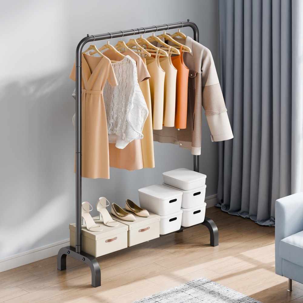 VEVOR Clothes Rack, Heavy Duty Clothing Garment Rack with Hanging Rod and Bottom Storage Area, Clothing Rack for