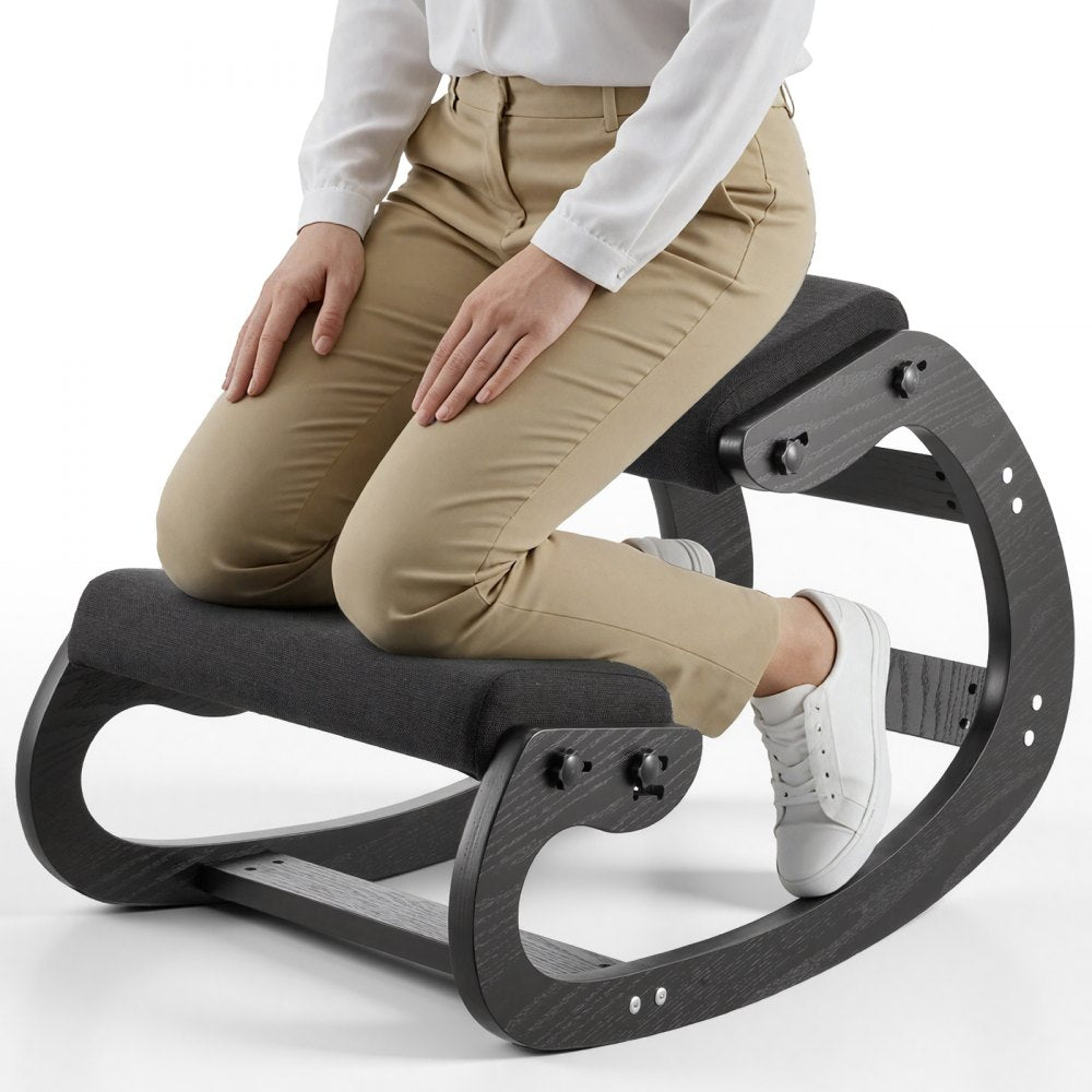 VEVOR Ergonomic Kneeling Chair, Wooden Posture Knee Chair with Adjustable Thick Foam Cushions & Solid Wood Frame