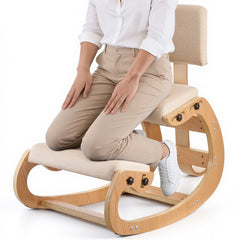 VEVOR Ergonomic Kneeling Chair, Wooden Posture Knee Chair with Adjustable Thick Foam Cushions, Backrest and Wood Frame