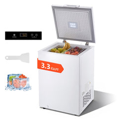 VEVOR Chest Freezer, 3.3 Cu.ft Compact Deep Freezer, Free Standing Top Open Door Chest Freezers with 2 Removable