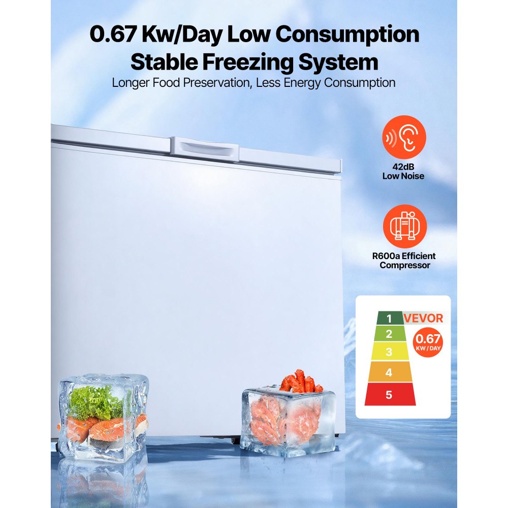 VEVOR Chest Freezer, 6.7 Cu.ft Compact Deep Freezer, Free Standing Top Open Door Chest Freezers with 2 Removable