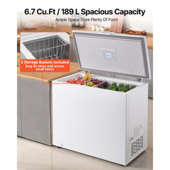 VEVOR Chest Freezer, 6.7 Cu.ft Compact Deep Freezer, Free Standing Top Open Door Chest Freezers with 2 Removable
