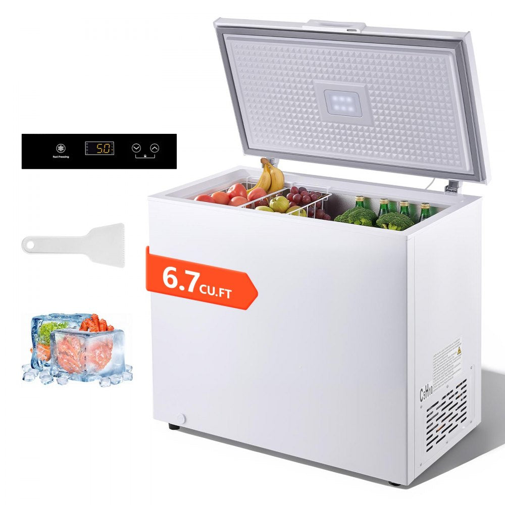 VEVOR Chest Freezer, 6.7 Cu.ft Compact Deep Freezer, Free Standing Top Open Door Chest Freezers with 2 Removable