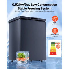 VEVOR Chest Freezer, 3.3 Cu.ft Compact Deep Freezer, Free Standing Top Open Door Chest Freezers with 2 Removable