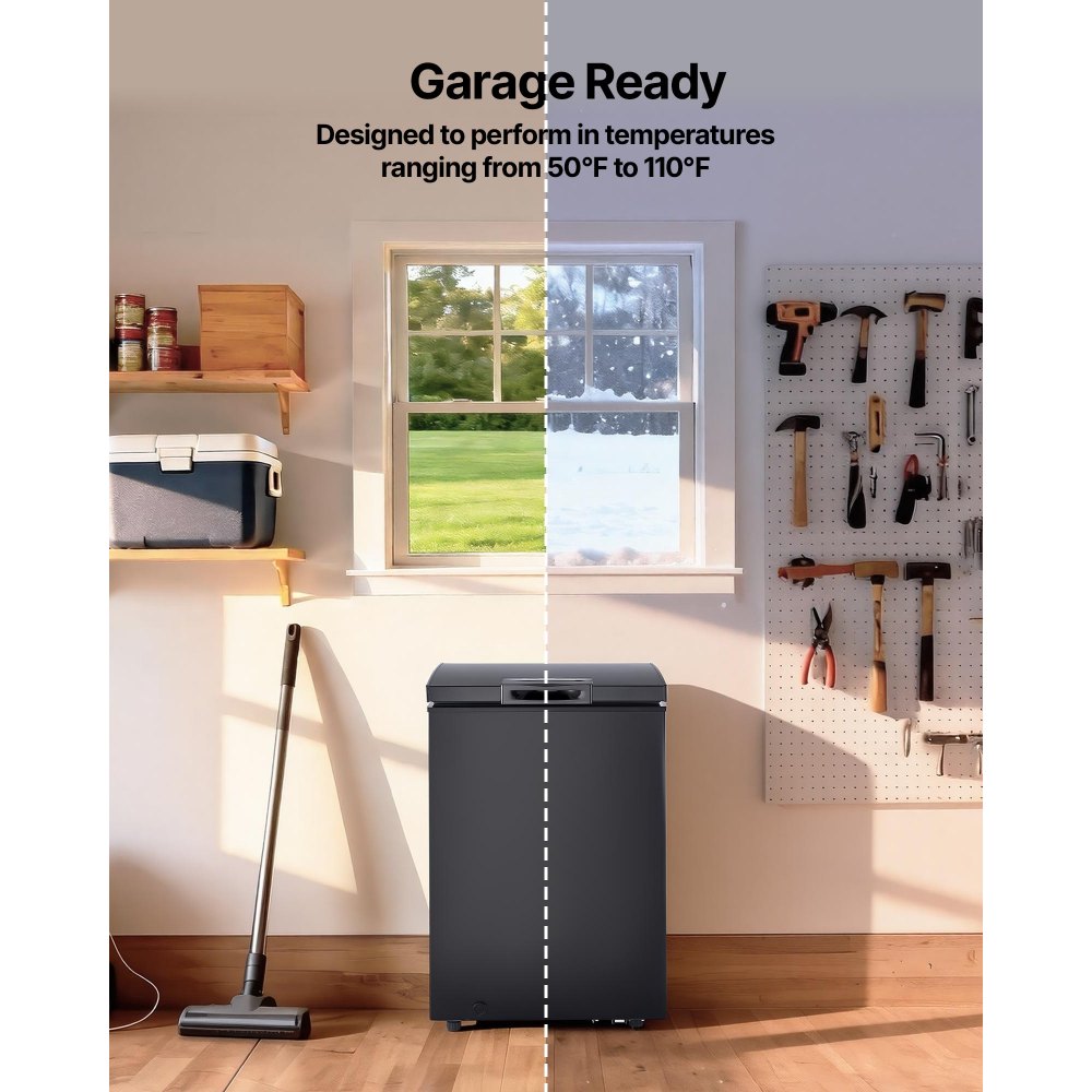 VEVOR Chest Freezer, 3.3 Cu.ft Compact Deep Freezer, Free Standing Top Open Door Chest Freezers with 2 Removable