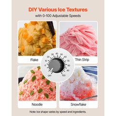 VEVOR Snowflake Ice Machine, 176LBS/24H Snowflake Ice Maker, Ice-Shaver Machine with Stainless Steel Blade, Electric
