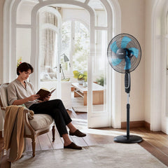 VEVOR 18-Inch Pedestal Fan, 2700 CFM Standing Floor Fan with Remote Control, 9 Speeds & 3 Modes, Oscillating Adjustable