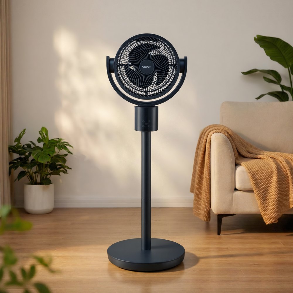 VEVOR 7-Inch Pedestal Fan, Oscillating Standing Floor Fan with DC Motor, Remote Control, 12 Speeds & 3 Modes, 15H